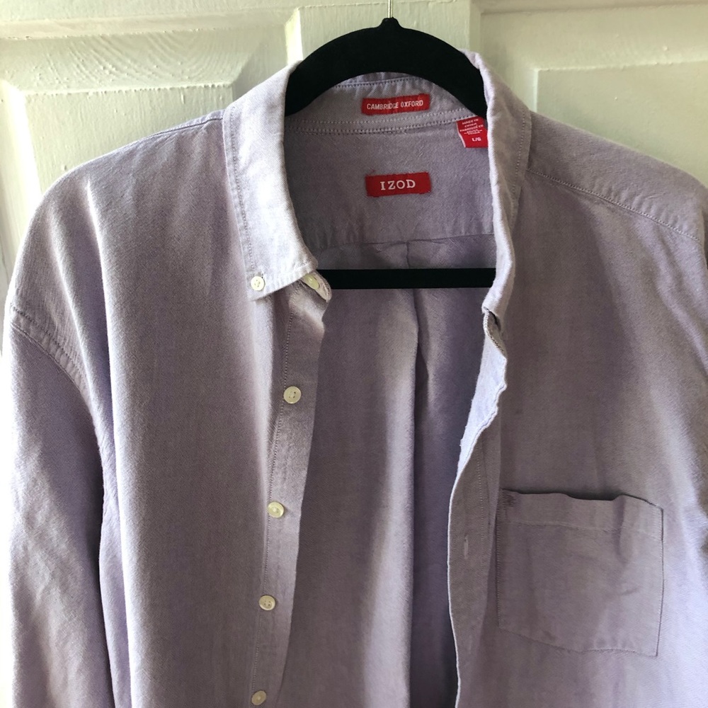 Izod men’s button down dress shirt Lavender Large - Picture 3 of 5